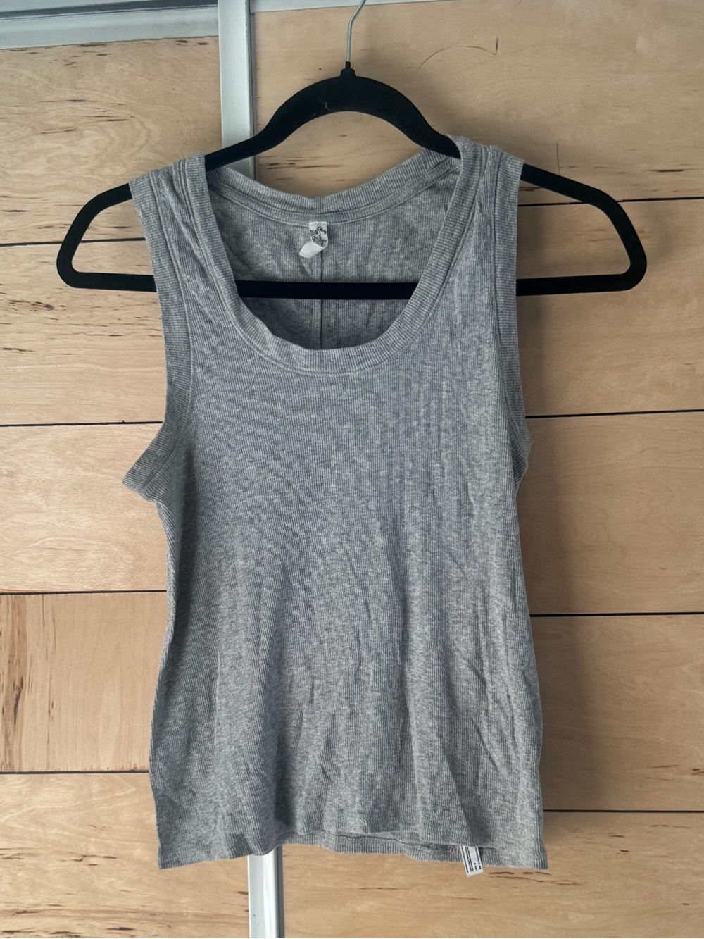 Free People Gray Ribbed Scoop Tank
